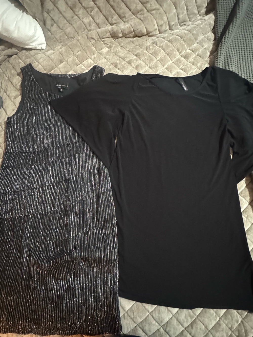 Black Metallic Dress & Black Flutter sleeve tunic dress bundle